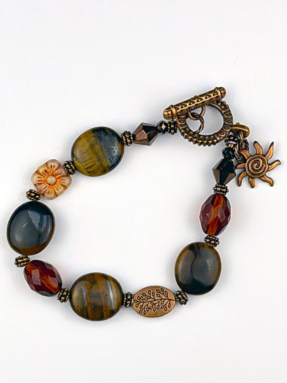 Antique Copper & Tiger Eye Toggle Bracelet